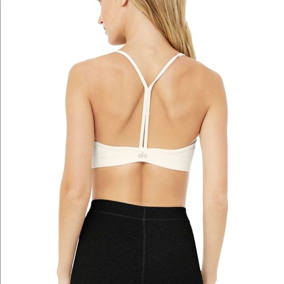 Alo XS Ribbed Blissful Bra in Ivory - Picture 5 of 7